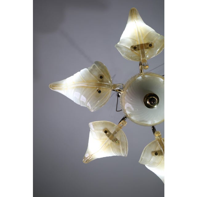 Gold Exceptional Vintage 6-Light Gold Murano Glass Chandelier For Sale - Image 8 of 15