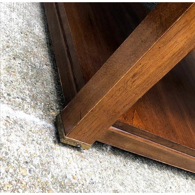 1970s Campaign Lane Style 2-Tier Coffee Table For Sale - Image 5 of 8