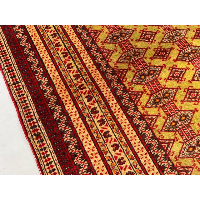 Vintage Afghan Zahir Shahi Green Diamond Rug - 7'4" X 3'9" For Sale - Image 9 of 12