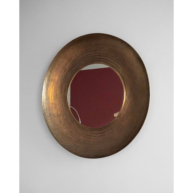 Large Hand-Hammered Copper Mirror, Italy, 1970s For Sale - Image 4 of 6