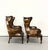 Vintage Carved Wood Patchwork Cowhide Wingback Chairs - Pair For Sale In West Palm - Image 6 of 9