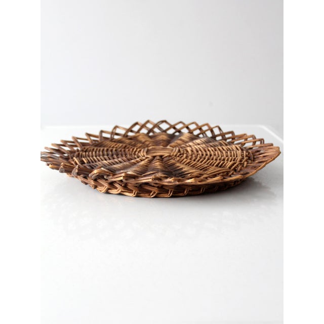 Vintage Wicker Tray Wall Hanging For Sale - Image 4 of 11