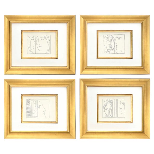 These four remarkable prints by Pablo Picasso feature metamorphosis scenes. Each print is beautifully framed in a high-...