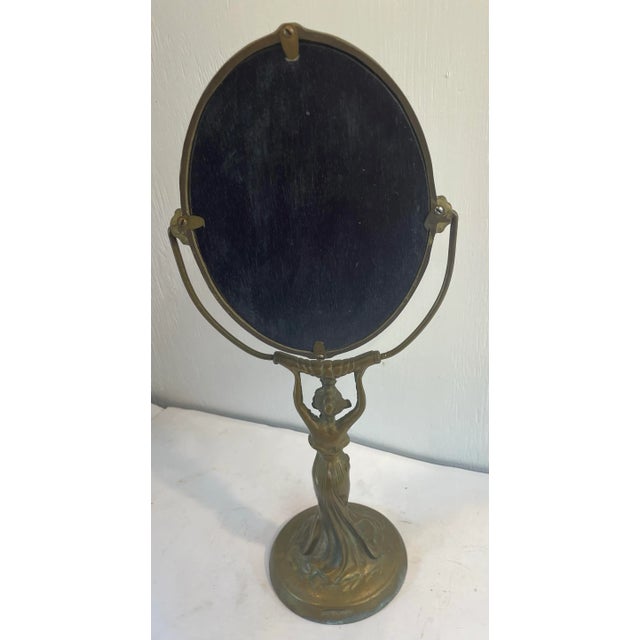 Vintage Art Deco Figural Brass Vanity Mirror Chairish