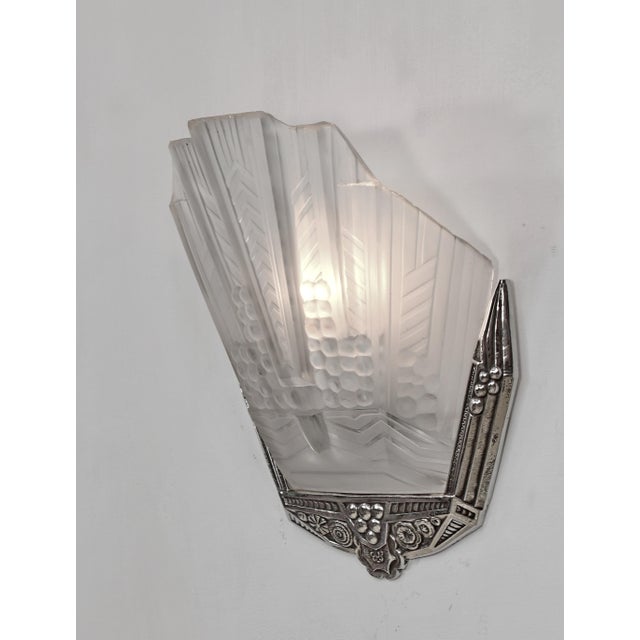 French Art Deco Wall Sconces by Les Etablissements Jean Gauthier Ejg 1930 France - A Pair For Sale - Image 6 of 12