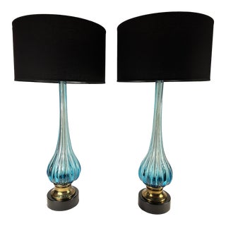 Pair of Mid Twentieth Century Lamps in the Manner of Archimede Seguso for Marbro For Sale