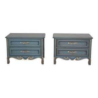 Vintage French Style Green Nightstands, a Pair For Sale
