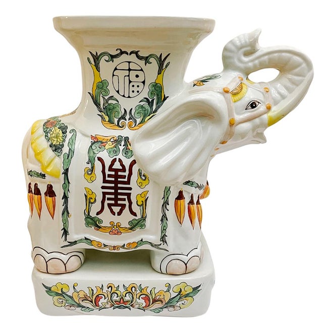 Chinoiserie Mid 20th Century Hollywood Regency Style Chinoiserie Elephant Garden Stools - A Pair For Sale - Image 3 of 15