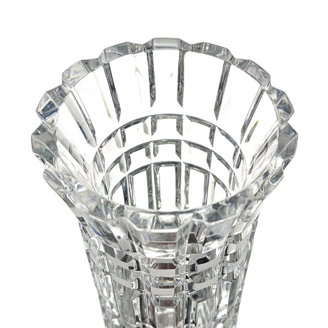 Soviet Brutalist 24% Lead Crystal Vase Cubist Hand-Cut Geometric Design Ussr Modernist Glass For Sale - Image 4 of 10