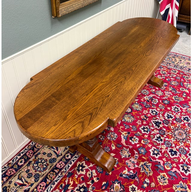 Antique French Country Dining Table Farmhouse Double Baluster Honey Oak 1930s For Sale - Image 15 of 18