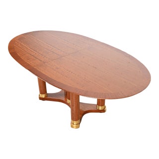 Henredon French Empire Pedestal Extension Dining Table in Exotic Brazilian Daniella Wood For Sale
