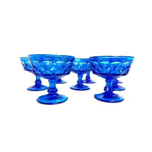 1960s Boho Chic Blue Coloring Goblets - Set of 8