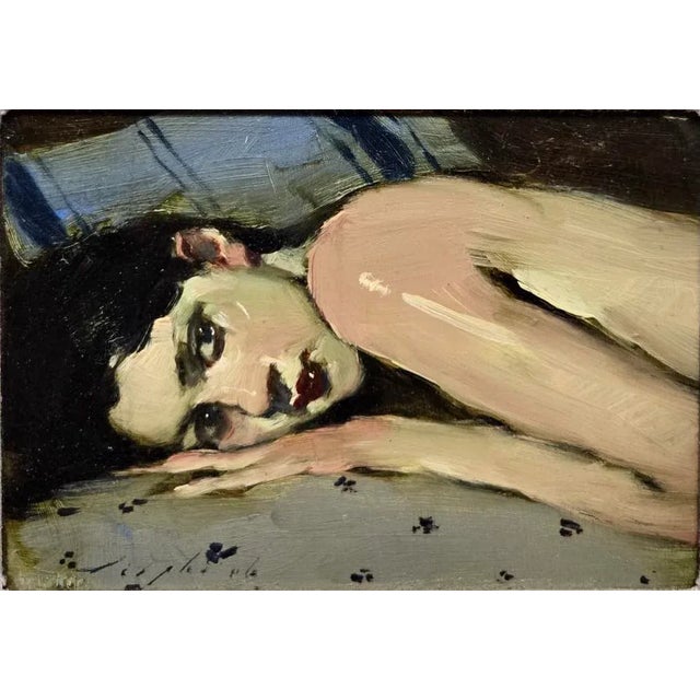 Contemporary Malcolm Liepke -Girl Reclined on Her Side-Oil Painting For Sale - Image 3 of 8