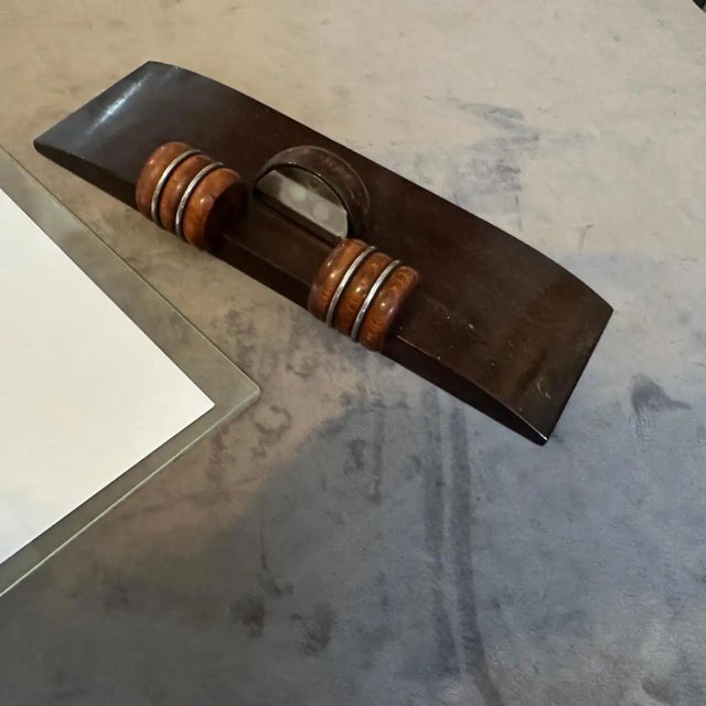 An Elegant 1930s Wood and Chromed Metal French Picture Frame For Sale - Image 10 of 16