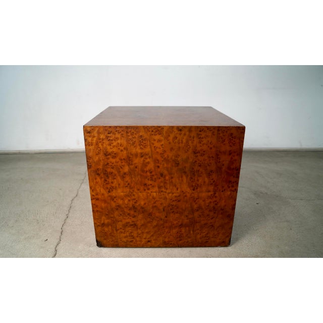 1970s 1970’s Milo Baughman Style Burlwood Cube End Table For Sale - Image 5 of 12