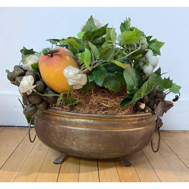 Vintage Cachepot Planter by Jsf Imports With Faux Bouquet For Sale - Image 4 of 13