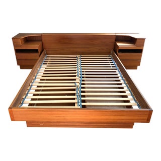 Danish Teak Scan Coll Queen Bedframe and Nightstands For Sale