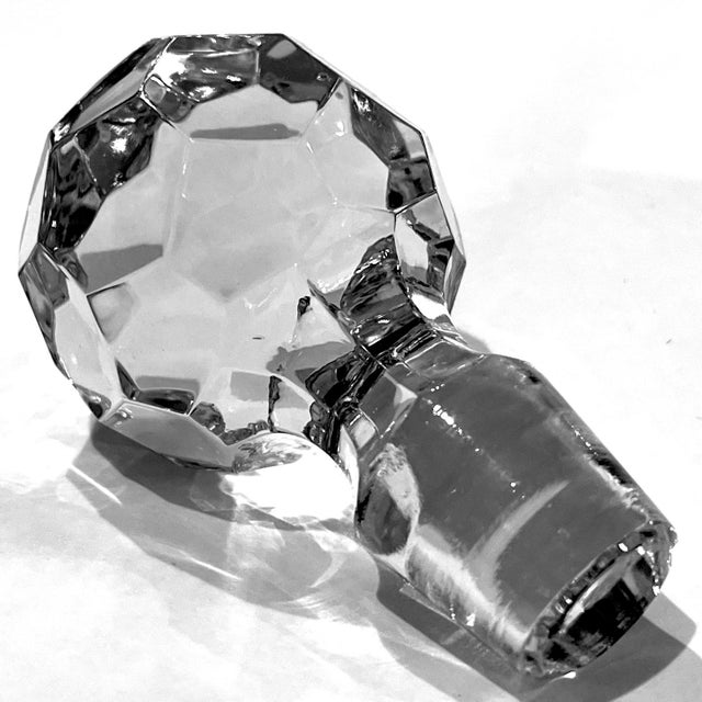 Vintage Square Body Cut Lead Crystal Decanter - Faceted Stopper For Sale - Image 6 of 10