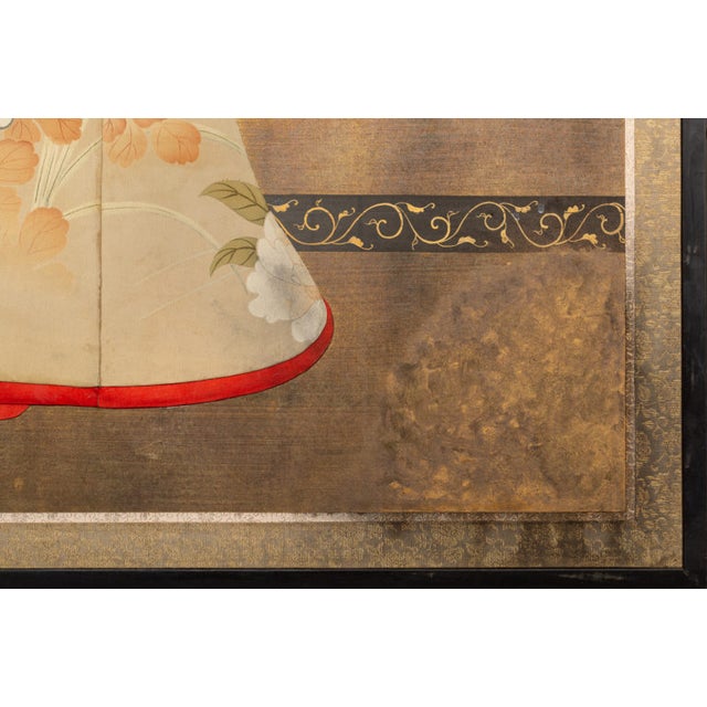 1920s Vintage Japanese Two Panel Kimono Screen For Sale - Image 9 of 11