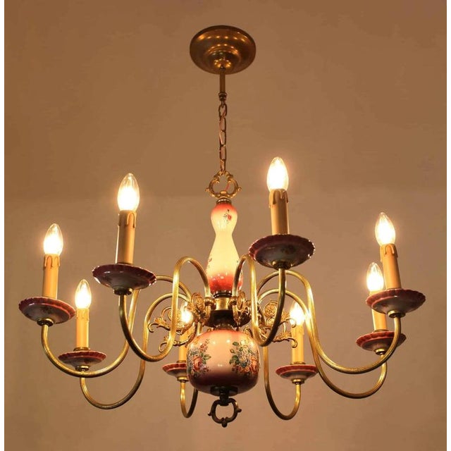 Dutch Painted Eight-Armed Chandelier For Sale - Image 3 of 4