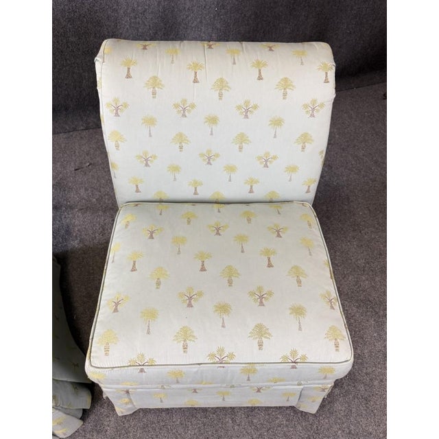 Textile Pair of Calico Corners High-Quality Rolled Back Slipper Chairs For Sale - Image 7 of 15