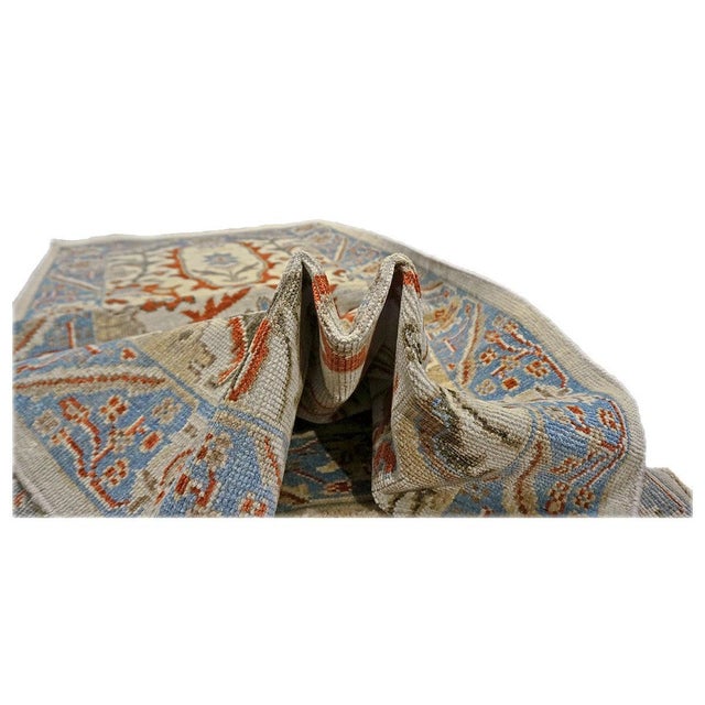 Textile Afghan Sultanabad Master Wool 3x6 Ivory, Blue, & Red Handmade Runner Rug #1143761 For Sale - Image 7 of 7