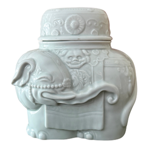 Vintage Wildwood Celadon Elephant Jar | 1979 Limited Edition Ceramic | Asian Inspired Decor