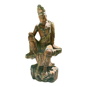 Carved and Painted Wooden Seated Figure of Guanyin — Qing Dynasty, 19th Century