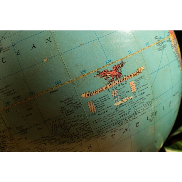 1940s Vintage 12" Precision Lighted Glass Desktop Globe For Sale - Image 5 of 6