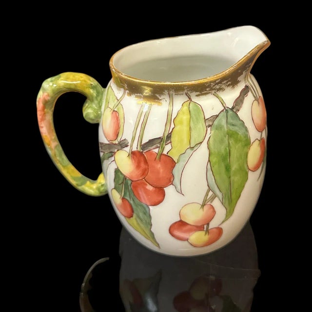 1900 - 1909 1907-1908 Tressmans & Vogt Limoges Hand Painted Porcelain Creamers- Set of 2 For Sale - Image 5 of 12