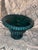 Ceramic Vintage Hull Usa Pottery Green Drip Glaze Pedestal Bowl Urn Planter For Sale - Image 7 of 9