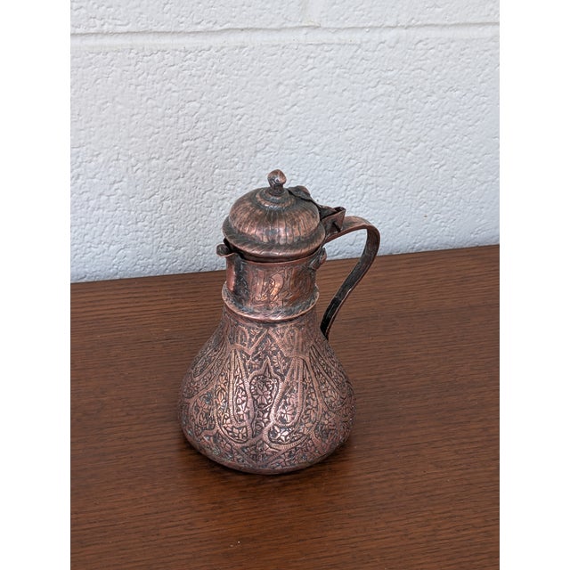 Brown 19th Century Hand Etched Middle Eastern Tinned Copper Coffee Pot For Sale - Image 8 of 9