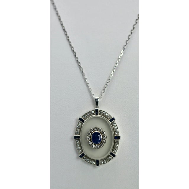 Contemporary Rock Crystal Pendant Sapphire Diamonds 18k For Sale - Image 3 of 5