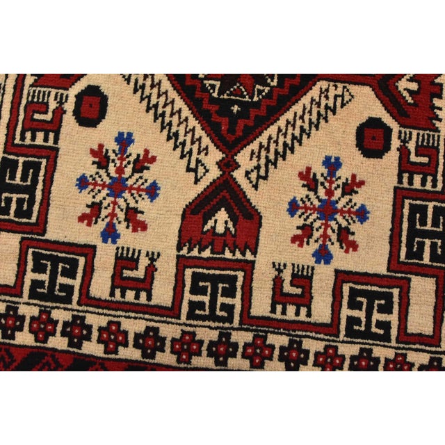Textile Baloch Rug 3’4” X 6’1” Ivory Wool Vintage Tribal Hand-Knotted Oriental Carpet For Sale - Image 7 of 12