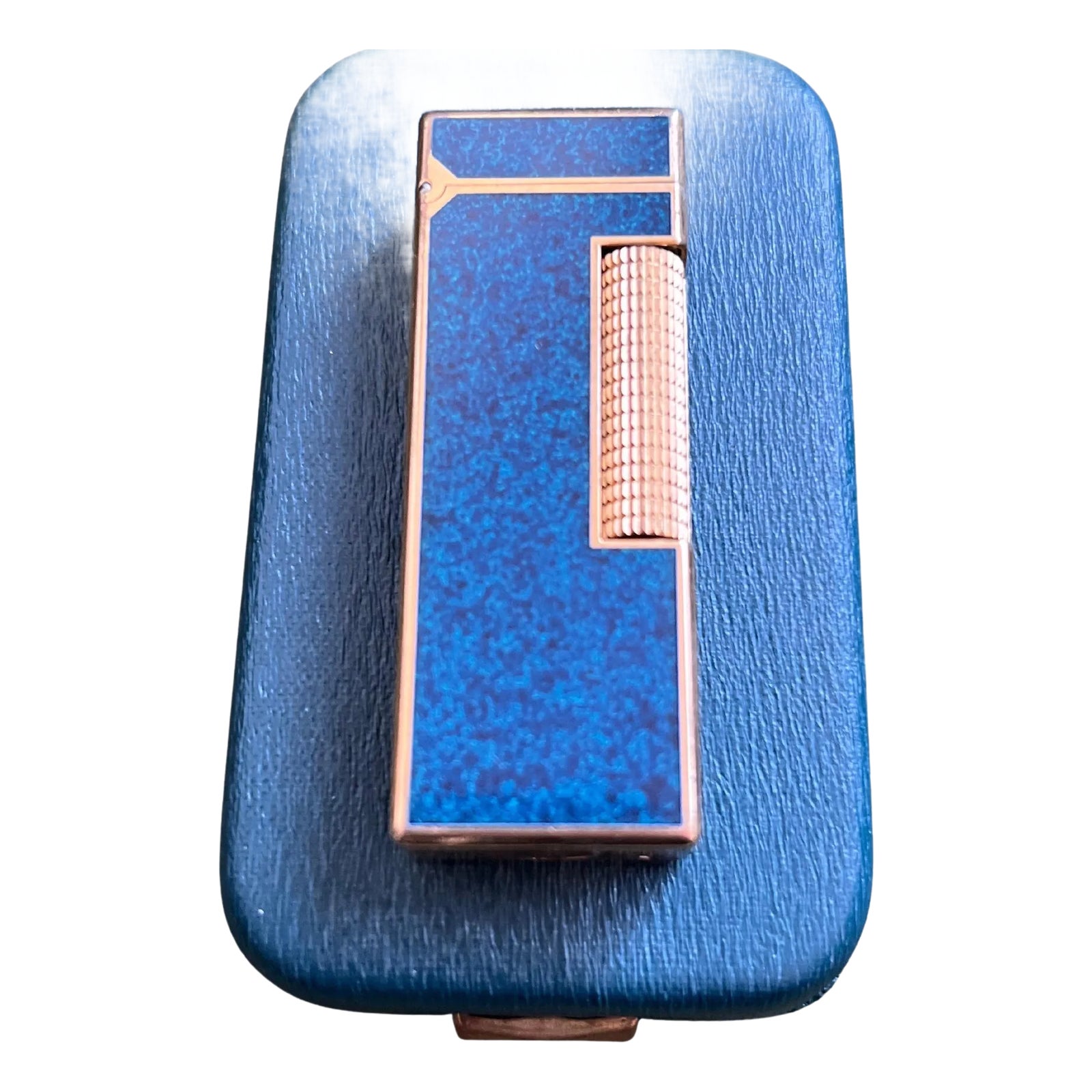 【希少】【美品】dunhill カフリンクス シルバー 青 Rare Vintage Dunhill Gold Plated Blue Marble Lacquer Lighter
