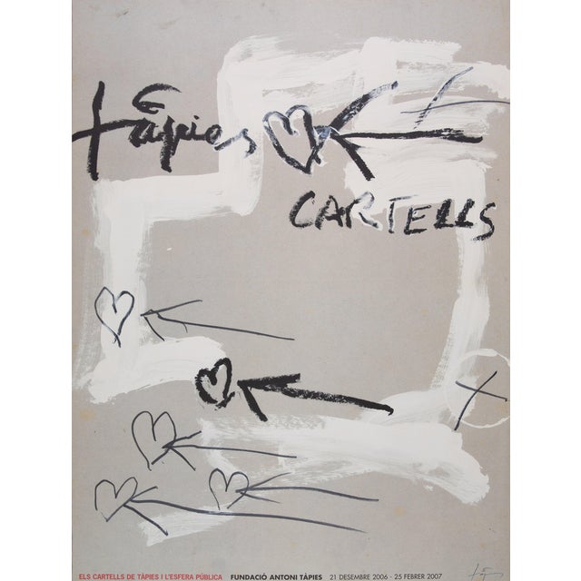Composition abstraite aux coeurs Poster after Antoni Tapies For Sale