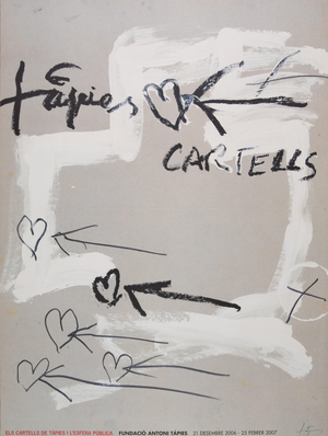 Composition abstraite aux coeurs Poster after Antoni Tapies