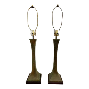 Stewart Ross James Verdigris Bronze Table Lamps for Hansen - A Pair
