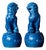 Pair of Blue Glazed Porcelain Guardian Lions – 10.6" Foo Dogs on Drum Bases For Sale