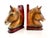 Striking pair of vintage Japanese ceramic horse head bookends featuring rich chestnut and cream airbrushed detailing with...