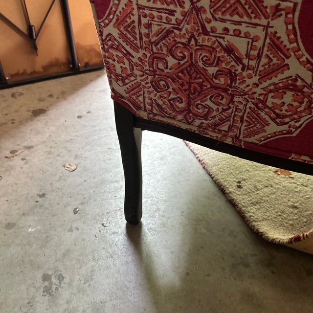 1970s Pink Cushioned Chair With Wooden Accents For Sale - Image 11 of 11