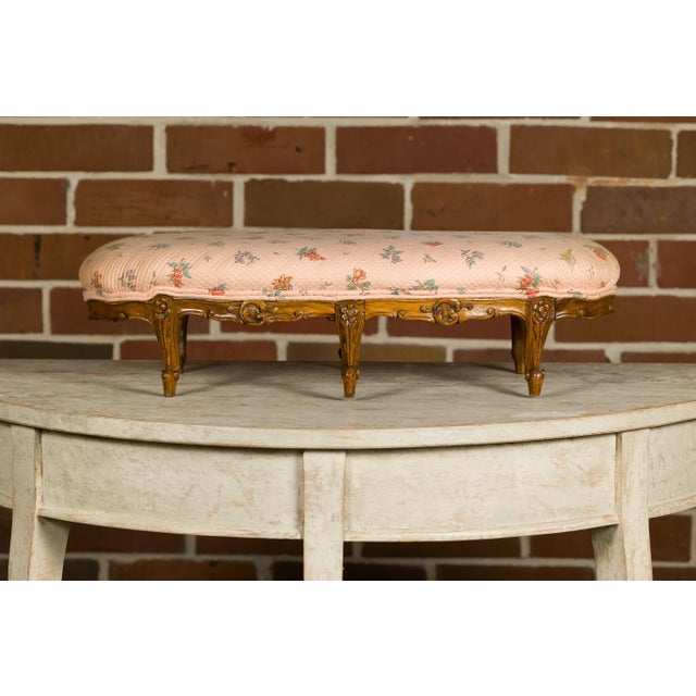 19th Century French Louis XV Style Footstool with Six Carved Cabriole Legs For Sale In Atlanta - Image 6 of 12