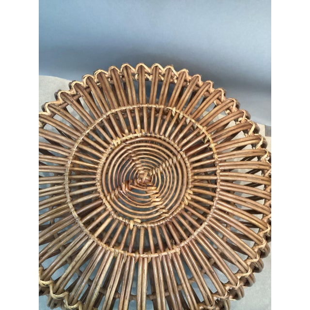 Franco Albini Pair of Vintage Franco Albini Style Rattan Pouf Ottoman Footstools For Sale - Image 4 of 8