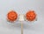 Mid-Century Modern Vintage 1950s Signed Kramer Carved Faux-Coral Clear Rhinestone Clip Earrings For Sale - Image 3 of 9