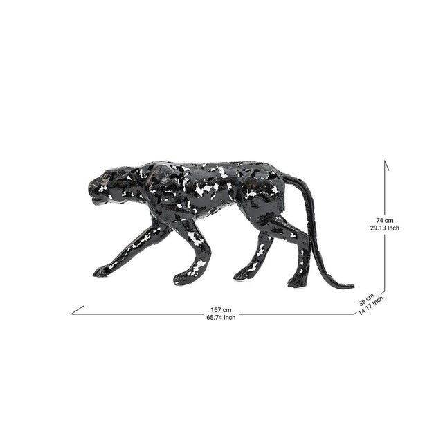 Contemporary New Handcrafted Aluminum Panther Sculpture | 65" X 29" | One of a Kind For Sale - Image 3 of 5