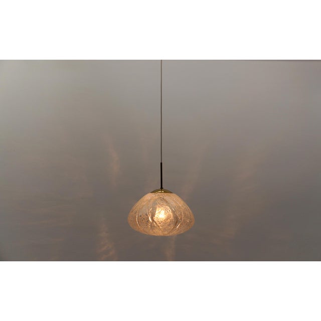 Metal Large Ice Glass Pendant Lamp from Doria Leuchten, Germany, 1960s For Sale - Image 7 of 11