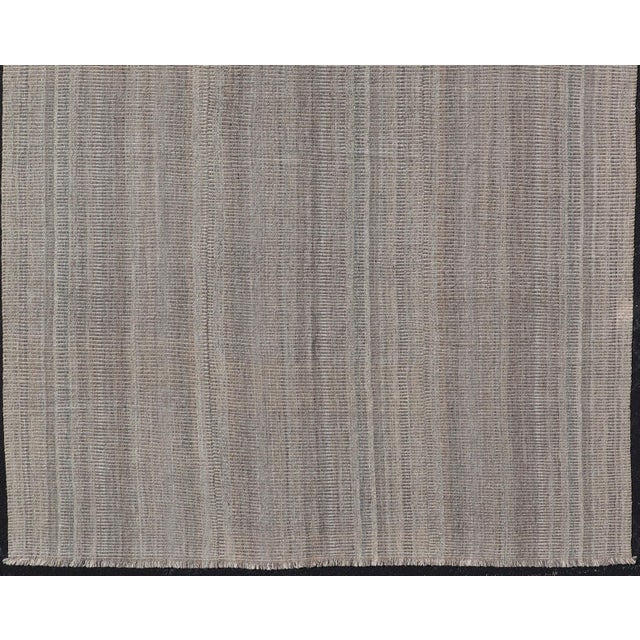 Gray Handwoven Textured Kilim Rug in Soft Gray and Light Blue Tones 9'3 X 12'4 For Sale - Image 8 of 10