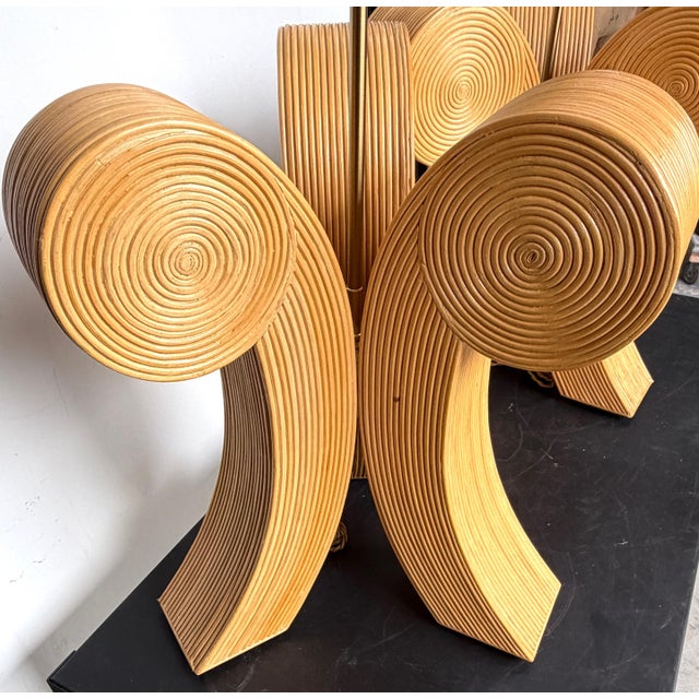 1980s Large Pair Sculptural Modernist Pencil Reed Scroll Lamps, 1980s For Sale - Image 5 of 9