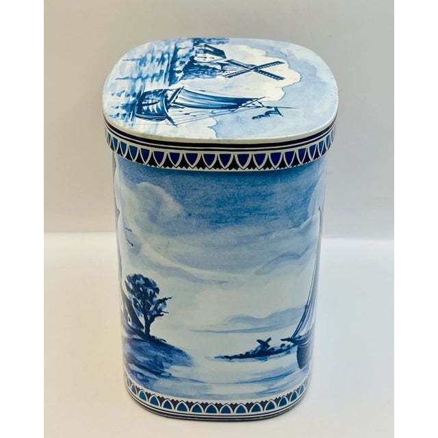 1960’s Blue & White Scenic Tin Box For Sale - Image 4 of 9