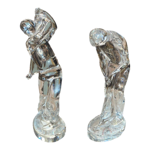 Late 20th Century Pair of Baccarat Crystal Golfer Figurines